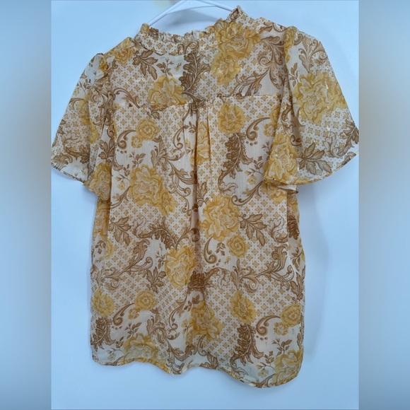 Joie Women’s XS Flutter Sleeve Tie Ruffle Neck Floral Blouse Top NWT - Picture 5 of 5